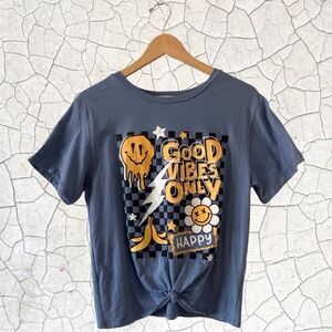 French Pastry “Good Vibes Only” Graphic Tee Blue Streetwear (L, Like New)